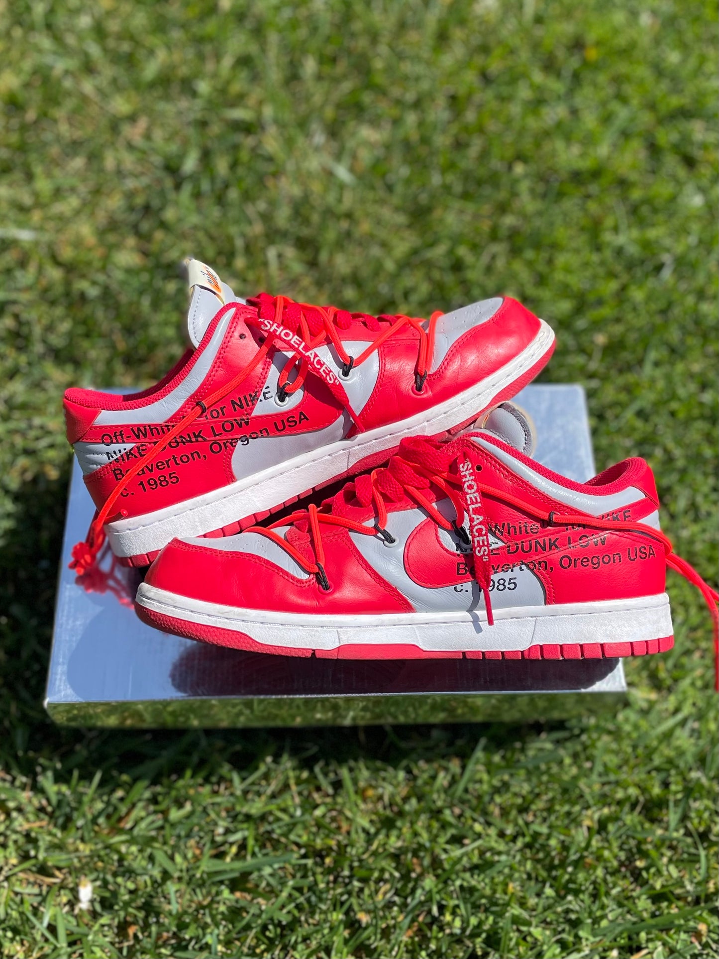 (Used Size 9M) Nike Off-White Dunk University Red