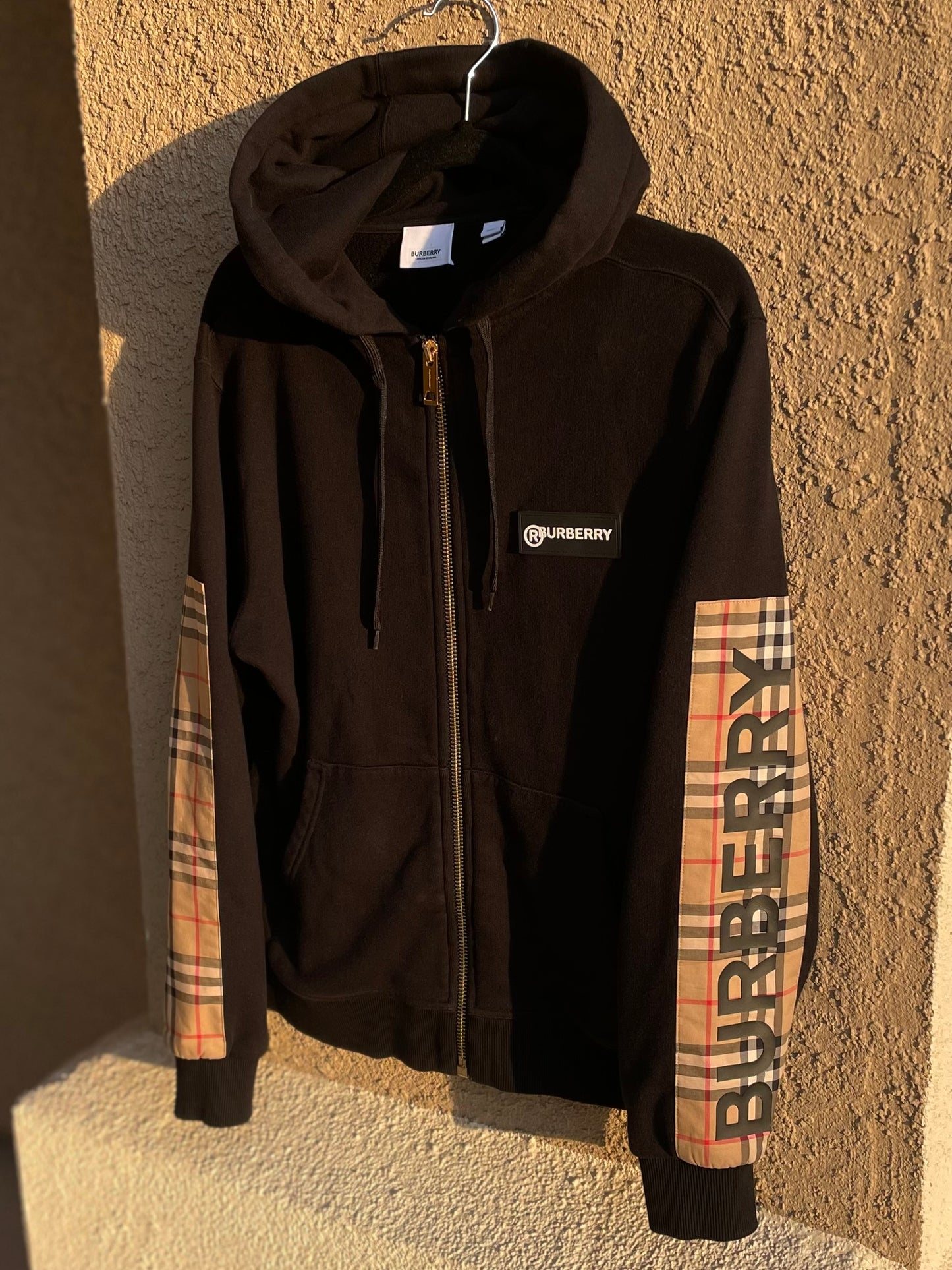 (Used Size Small) Burberry Vintage Check Panel Zip Up