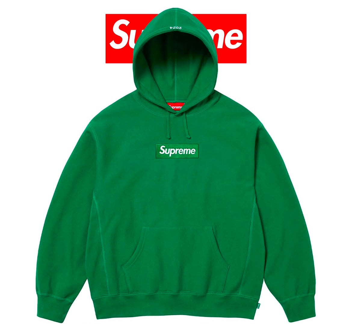 Supreme Box Logo Hooded Sweatshirt Green FW24