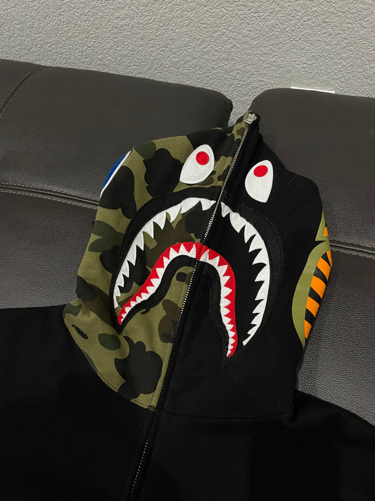 (Used Size Medium) Bape Split Camo Full Zip Hoodie (Runs Small)