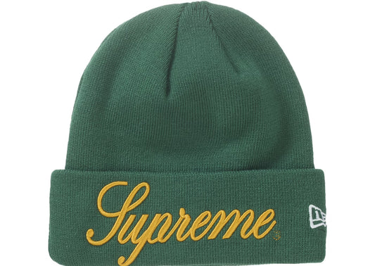 Supreme New Era Script Logo Beanie Green FW24