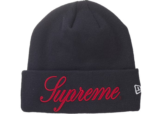 Supreme New Era Script Logo Beanie Navy FW24
