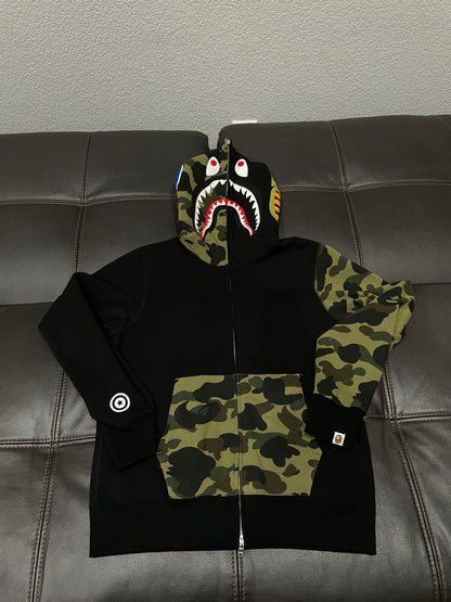 (Used Size Medium) Bape Split Camo Full Zip Hoodie (Runs Small)