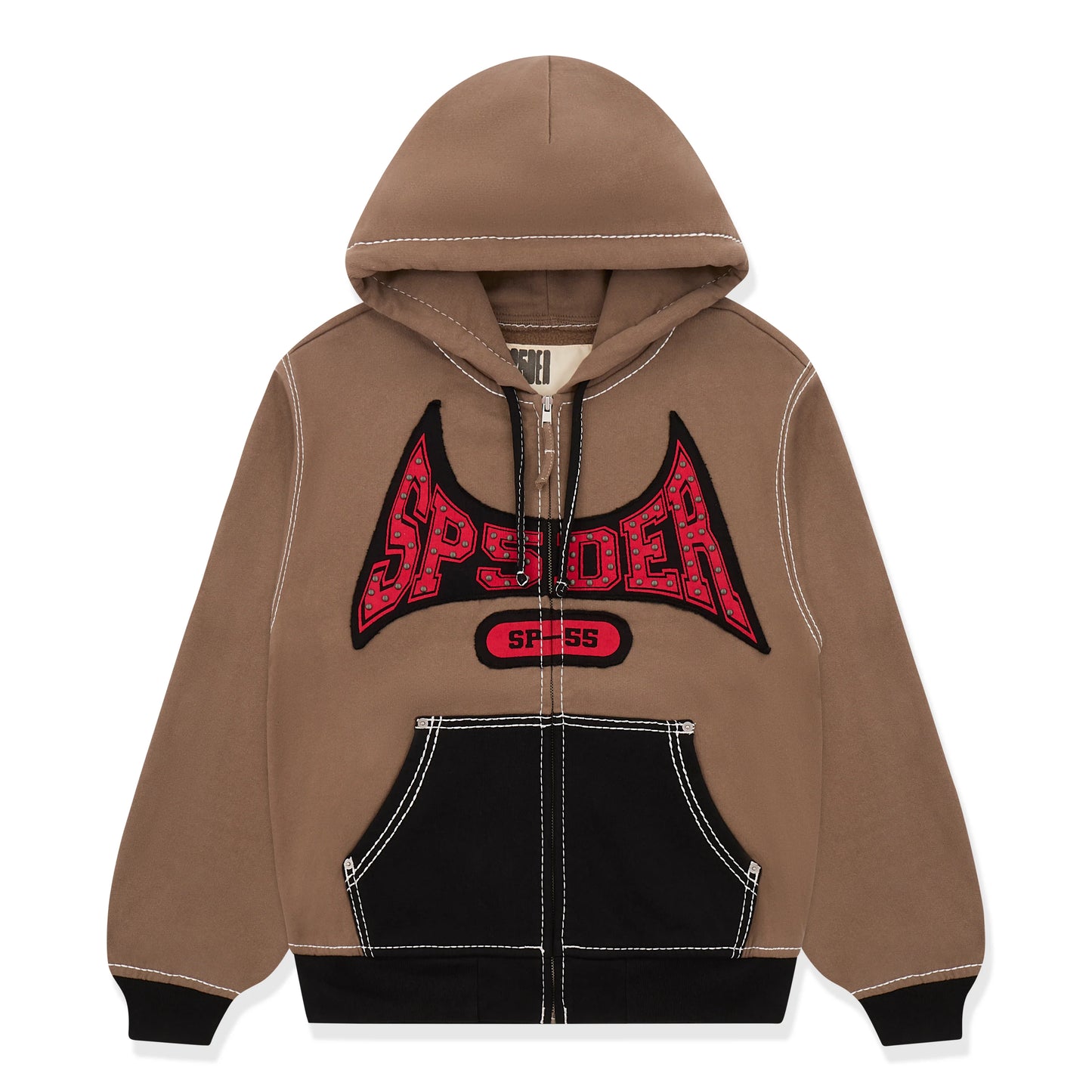 Sp5der T&F Zip Up Hoodie Brown