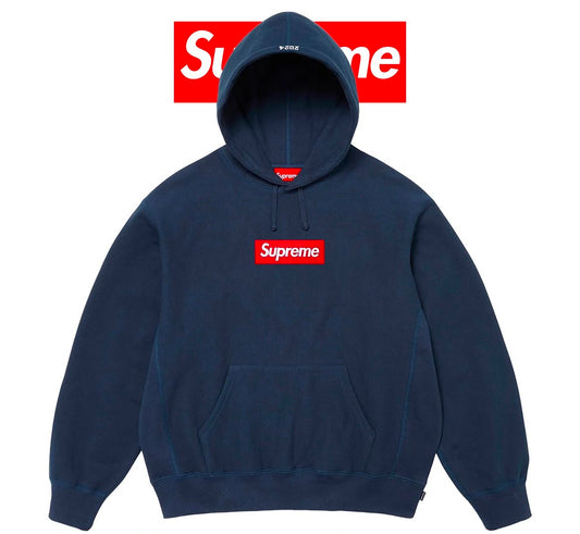 Supreme Box Logo Hooded Sweatshirt Navy FW24