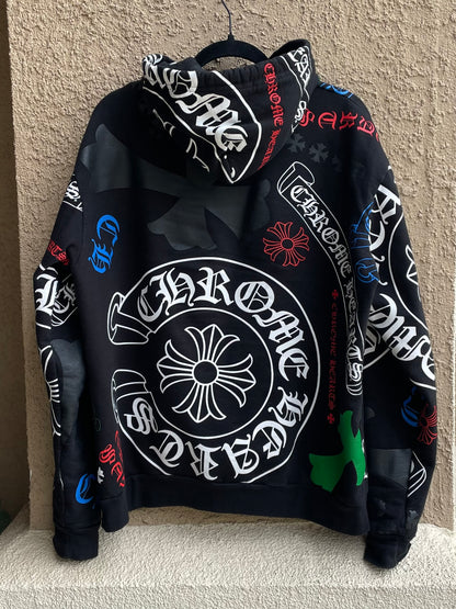 (Used Size Medium) Chrome Hearts Stencil Hoodie Black