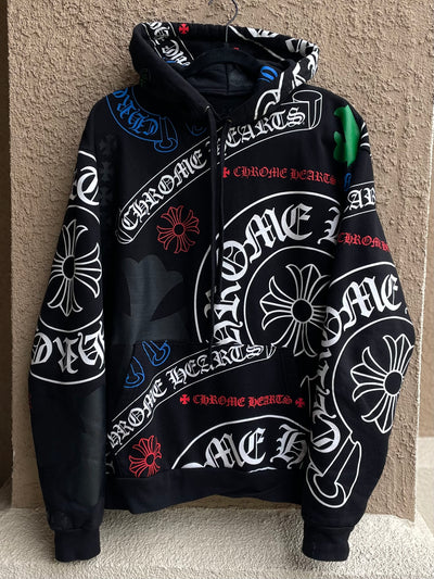 (Used Size Medium) Chrome Hearts Stencil Hoodie Black