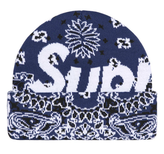 Supreme Big Logo Beanie Blue Bandana FW24