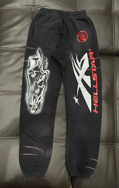 Hellstar Airbrushed Skull Closed Elastic Bottom Sweatpants