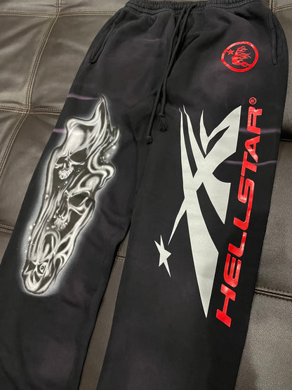 Hellstar Airbrushed Skull Closed Elastic Bottom Sweatpants