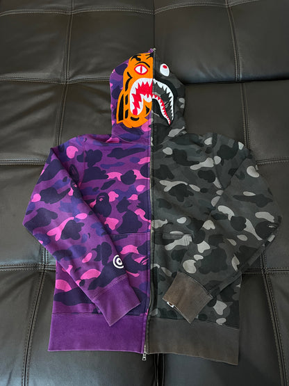 (Used Size Large) Bape Split Camo Full Zip Hoodie (Runs Small)