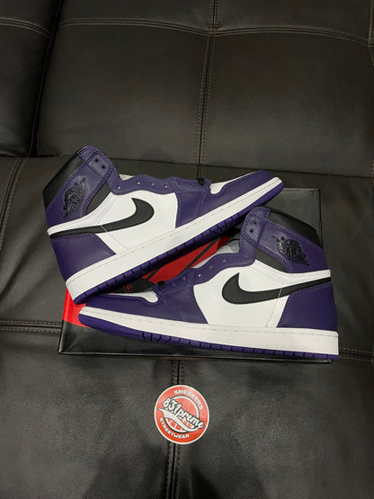 (Tried On Size 11M) Jordan 1 Court Purple White