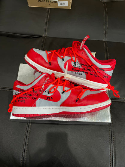 (Used Size 9M) Nike Off-White Dunk Low ‘University Red’