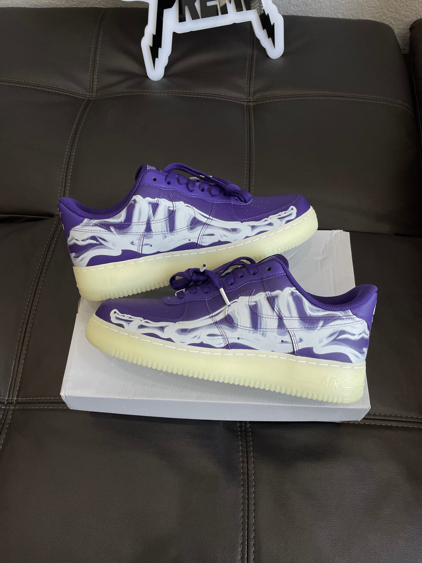 (Used Size 10) Nike Air Force 1 ‘07 QS Purple Skeleton Halloween (2021)