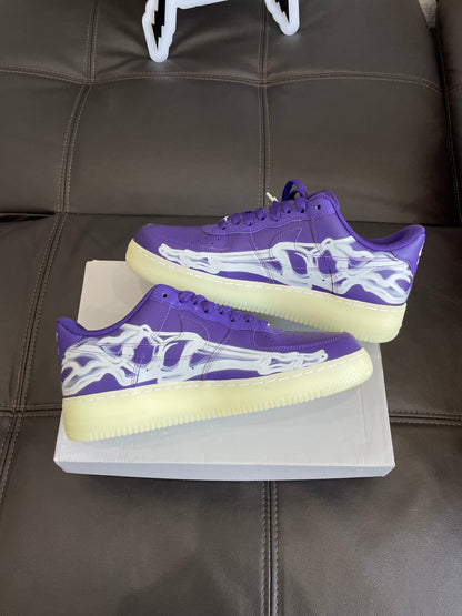 (Used Size 10) Nike Air Force 1 ‘07 QS Purple Skeleton Halloween (2021)