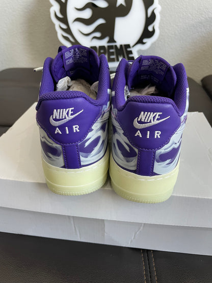 (Used Size 10) Nike Air Force 1 ‘07 QS Purple Skeleton Halloween (2021)