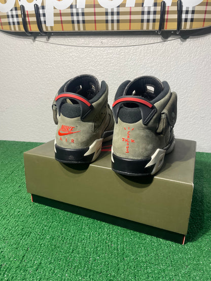 (Used Size 7Y) Travis Scott Olive Jordan 6