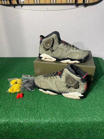 (Used Size 7Y) Travis Scott Olive Jordan 6