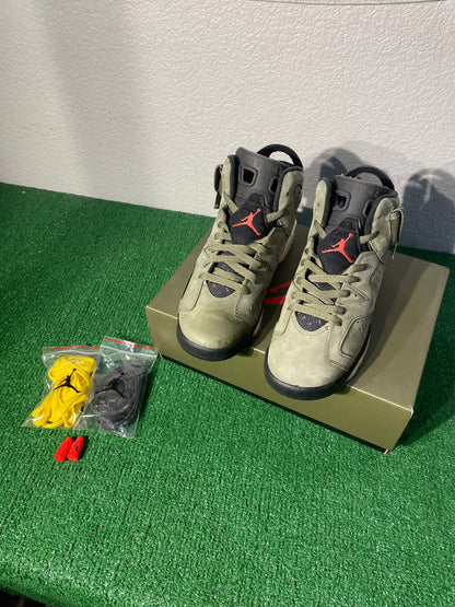 (Used Size 7Y) Travis Scott Olive Jordan 6