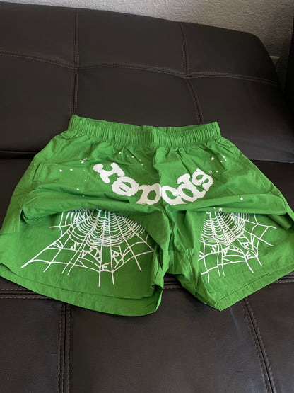 Sp5der OG Web Double Layer Shorts Green